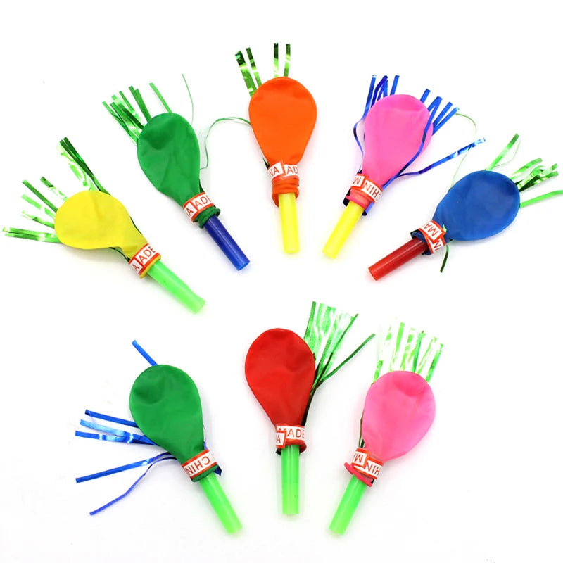50pcs Gold Thread Balloon Whistle Kids Birthday Party Favor Pinata Filler Easter Children's Day Carnival Party Favor Decoration