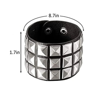 New Punk Fashion Men Black Cuff Leather Bracelet Wristband Metal Rivets Stud Charm Bangle for Women Rock Gothic Jewelry 2024