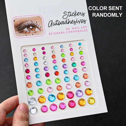 1Pcs Face Diamond Gem Sticker 5D Colorful Rhinestone Tattoo Eyeshadow Stickers fo Festival Nail Body Makeup Bling Jewel DIY Deco