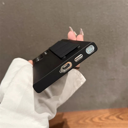 Luxury Ultra-Thin Matte Elastic Silicone Wrist Strap Shockproof Case For Samsung S25 Edge S24 S23 Ultra Plus PC Hard Clear Cover