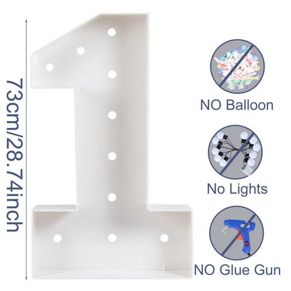 Giant Birthday Figure Led Light Balloon Filling Box 1st Birthday Balloon Number 30 40 50 Balloon Frame Wedding Decor Baby Shower