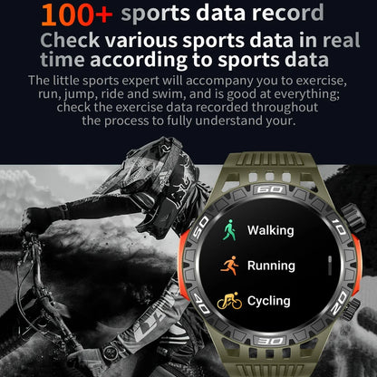 Outdoor Military Smart Watch Men's With LED lighting Bluetooth Call Smartwatch 3ATM IP68 Waterproof Compass Sports Fitness Watch