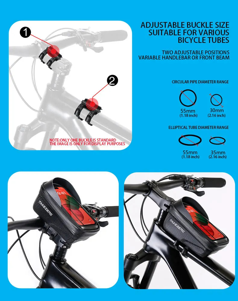 TAKEZERO A2X Mountain Bike EVA Hard Shell Bicycle Bag - Quick-Release Front Bar Bag for Handlebar Mount, Cycling Equipment