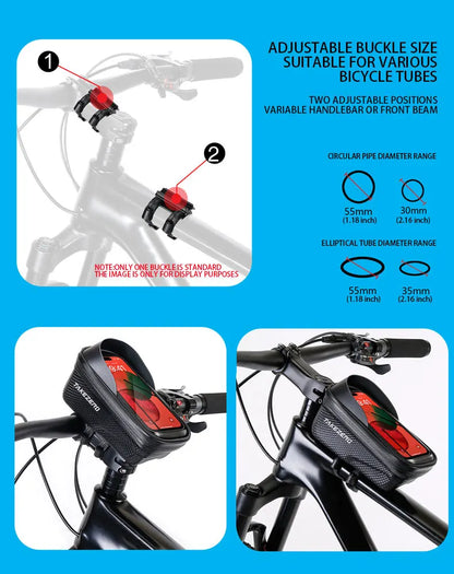 TAKEZERO A2X Mountain Bike EVA Hard Shell Bicycle Bag - Quick-Release Front Bar Bag for Handlebar Mount, Cycling Equipment