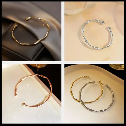 Retro Cuff Bracelet Opening Bangles for Women Minimalism Twisted Bracelets Wristband Jewelry Mom Wife Girls Birthday Gifts ﻿