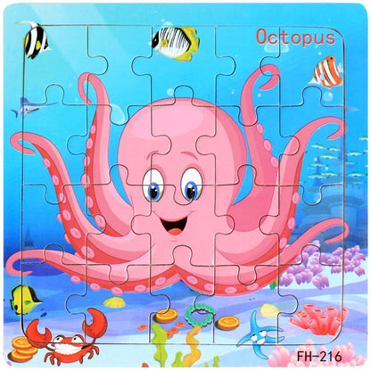 Baby Toys 20Piece Wooden Puzzle Cartoon Animal Vehicle 3D Jigsaw Puzzle Game Montessori  Educational Toys For Children Gifts