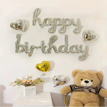 2pcs/set Happy Birthday Balloons Pink Purple Aluminium Foil Balloon Birthday Party Decoration Suppries Home DIY Accessories Prop