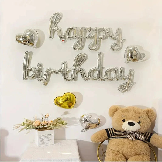 2pcs/set Happy Birthday Balloons Pink Purple Aluminium Foil Balloon Birthday Party Decoration Suppries Home DIY Accessories Prop