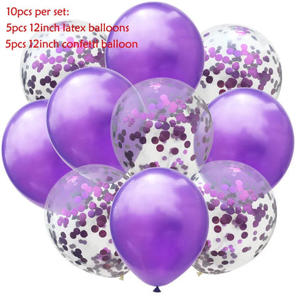 12inch 10pcs Mix Blue Rose Gold Confetti Latex Balloon colorful Baby Shower Wedding Birthday Party Decor Clear Balloons kids toy