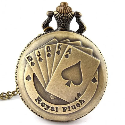Best Gifts Luxury Quartz Pocket Watch Design Playing Card Necklace Pendant Pocket Watch Clock for Mens Womens