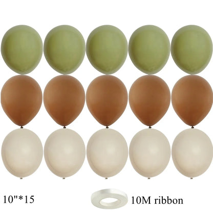 15/20PCS 10inch Vintage Balloons Retro Khaki Green Balloon Set for Wedding Anniversary Happy Birthday Party Decoration Supplies
