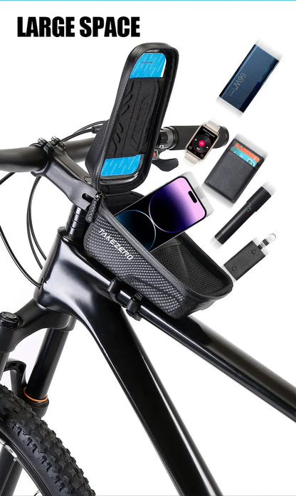 TAKEZERO A2X Mountain Bike EVA Hard Shell Bicycle Bag - Quick-Release Front Bar Bag for Handlebar Mount, Cycling Equipment