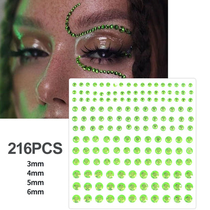 3D Face Eyes Party Makeup Tattoo Sticker Acrylic Diamond Rhinestones Sticker Self-adhesive Mixed Crystal Face Decoration Sticker