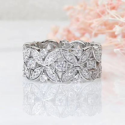 Luxury Exquisite Silver Color Finger Ring Female Shinning Cubic Zirconia Jewelry for Wedding Aesthetic Accessories Gift