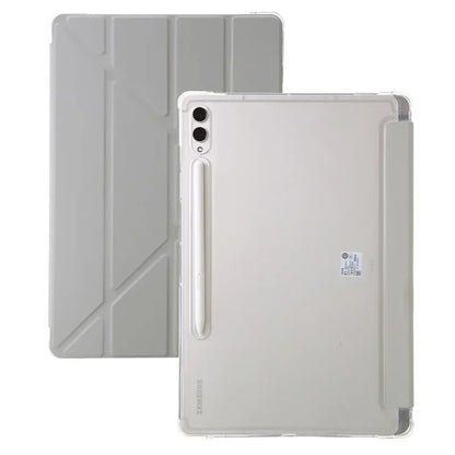 For Samsung Tab S9 Plus Case 12.4" Acrylic Clear Hard Back Stand Smart Cover For Galaxy Tab S9 FE S10 Plus Case With Pen Holder