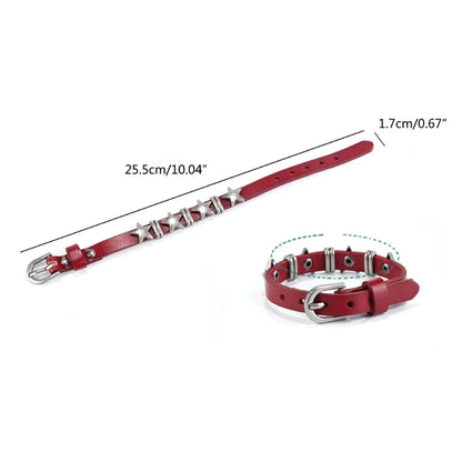 E0BF Goth Vintage Star Leather Alloy Bracelets For Women Men Gothic Retro Couple Bracelet Rock Party Jewelry Accessory-Decor