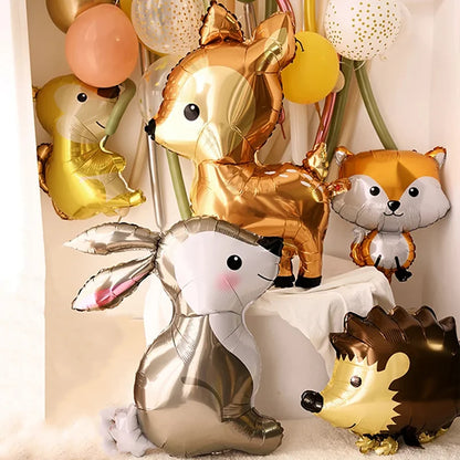 Cartoon Animal Rabbit Deer Foil Balloon Kids Gifts Birthday Party Jungle Animal Theme Decoration Squirrel Fox Bear Helium Globos