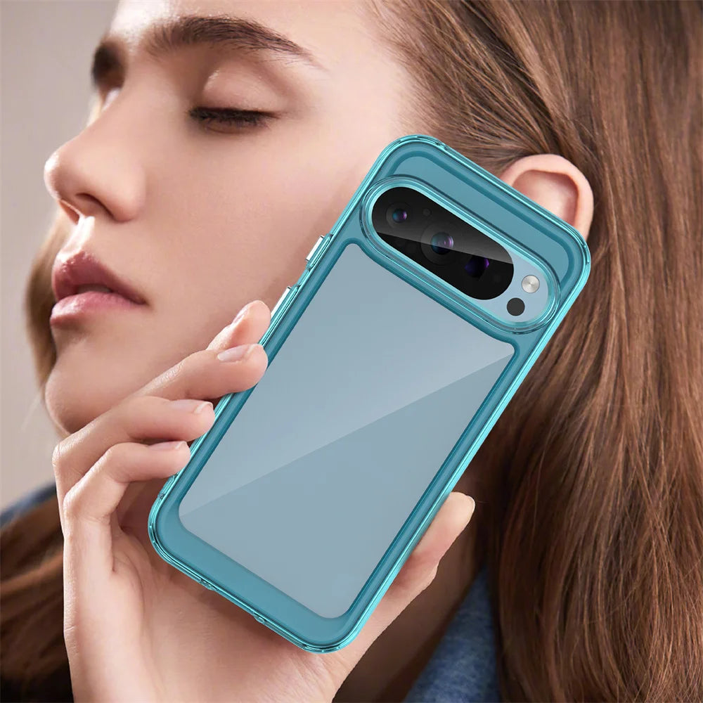 Fashion Transparent Acrylic Case For Google Pixel 9 8 7 Pro 8 7 A Colorful Hard Clear Shockproof Thin Cover For Pixel 9 Pro XL