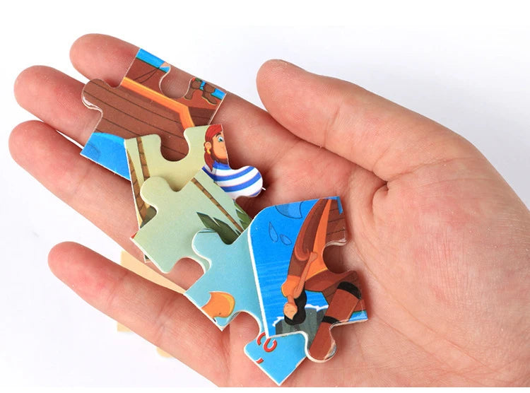 Baby Toys 20Piece Wooden Puzzle Cartoon Animal Vehicle 3D Jigsaw Puzzle Game Montessori  Educational Toys For Children Gifts