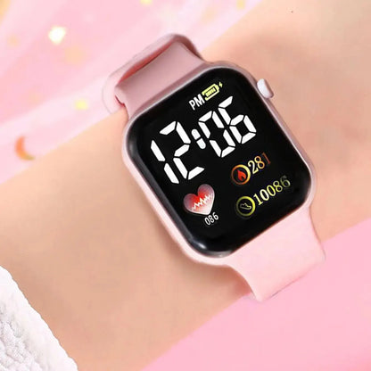 1pcs Ladies Love Pink Silicone LED Electronic Watch +1pcs Unicorn Crystal Bracelet Set for MOTHER'S Day Exclusive Gift