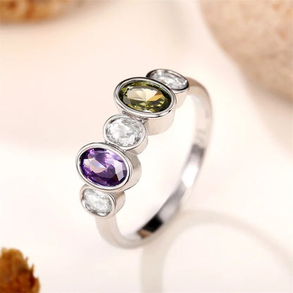 New Item Vintage Rings for Women Inlaid Olive/Purple/White CZ Simple Stylish Lady's Finger Ring Party Anniversary Jewelry