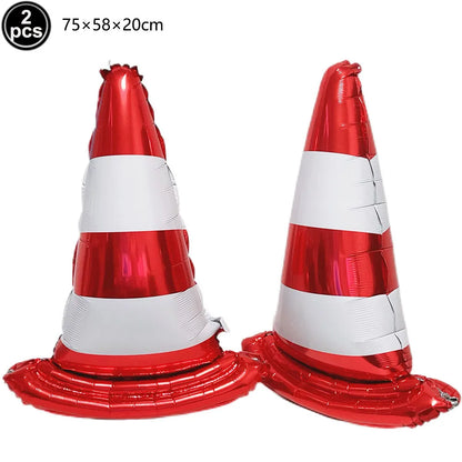 Traffic Cones and Racing Checkered Flags Black White Flags Kids Racing Theme Decorations for Race Car Birthday Party Supplies