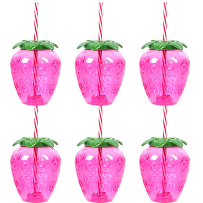 6/10pcs Hawaiian Summer Pineapple Coconut Drinking Cups Strawberry Shaped Juice Drink Cups for Birthday Wedding Beach Pool Party