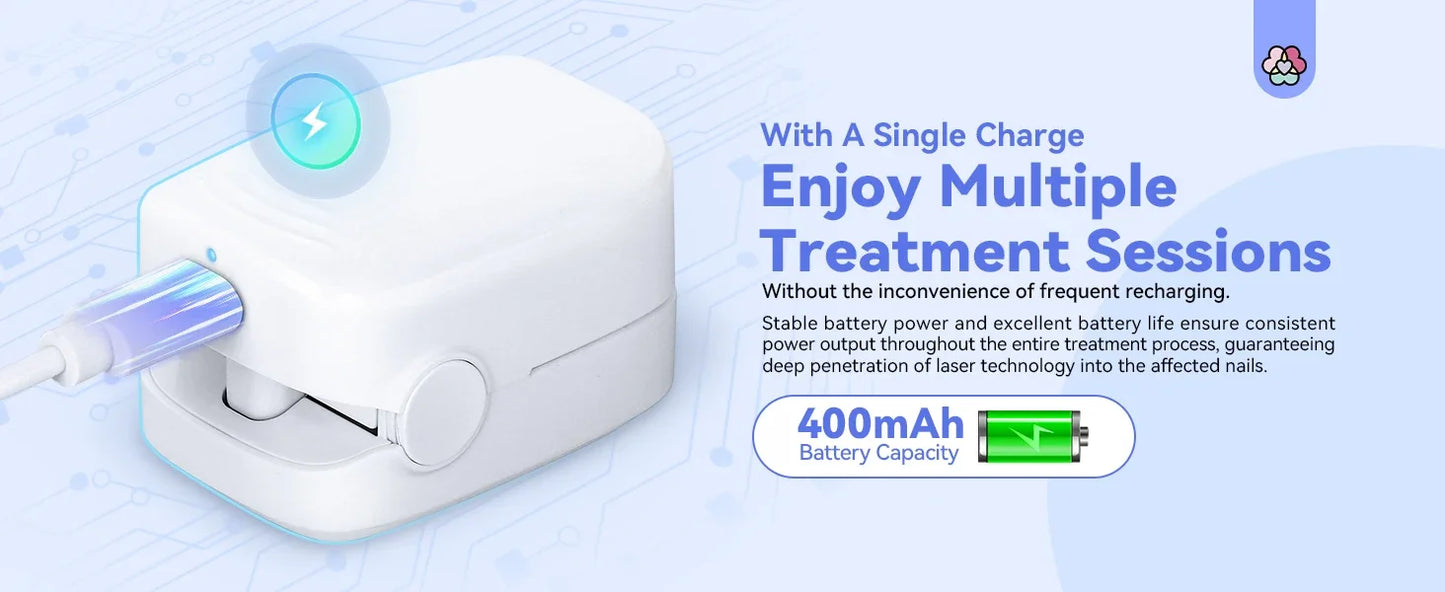 Nail Fungus Treatment LED Laser Device for Cleaning Onychomycosis USB Charge 905nm Infrared Light 470nm Blue Light Nail Salon