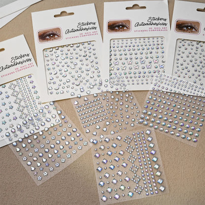 1Pcs Face Diamond Gem Sticker 5D Colorful Rhinestone Tattoo Eyeshadow Stickers fo Festival Nail Body Makeup Bling Jewel DIY Deco
