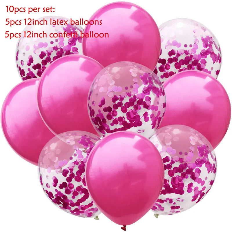 12inch 10pcs Mix Blue Rose Gold Confetti Latex Balloon colorful Baby Shower Wedding Birthday Party Decor Clear Balloons kids toy