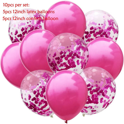 12inch 10pcs Mix Blue Rose Gold Confetti Latex Balloon colorful Baby Shower Wedding Birthday Party Decor Clear Balloons kids toy