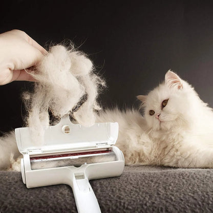 Pet Hair Roller Remover Lint Brush 2-Way Dog Cat Comb Tool Convenient Cleaning Dog Cat Fur Brush Base Home Furniture Sofa Clothe