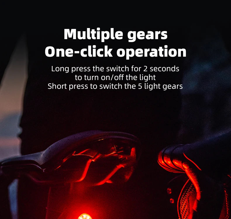ROCKBROS Bicycle Tail Light Smart Brake Sensing Rear Bike Light Aluminum Waterproof Type-C MTB Road Warning Cycling Taillight