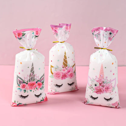 25/50/100pcs Unicorn Theme Candy Packing Bags Unicorn Birthday Party Decoration Kids Baby Shower Wedding Gift Bag Party Supplies
