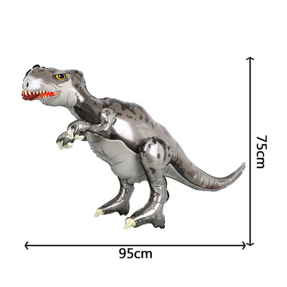 1pcs Large 4D Dinosaur Foil Balloons Jungle Animal Baby Boys Birthday Party Decors Jurassic Standind Dragon Kids Toys Air Globos