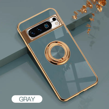 Flexbile Shockproof Plating Ring Holder Phone Case For Google Pixel 9 Pro XL 8A 8 Pro Cover Stand Back Shell Capa Funda Coque