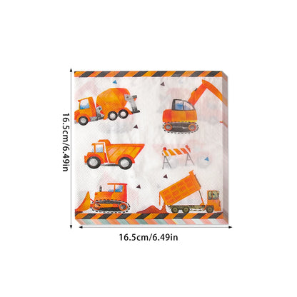 Construction Birthday Party Supplies Tractor Excavator Paper Plate Cup Birthday Banner Truck Latex Balloons For Child's Birthday