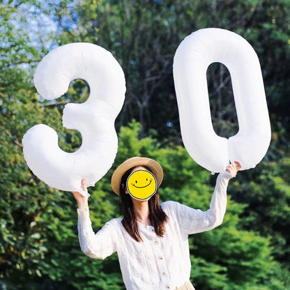 32/40inch Cream Caramel Big Number Foil Balloons 0 1 2 3 4 5 6 7 8 9 Balls White Color Wedding Birthday Party Decor Baby Shower