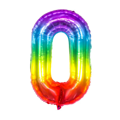 Digital Number Balloon, Aluminum Foil, Gradient Rainbow, Birthday Party, Wedding, Christmas Decoration, 40"
