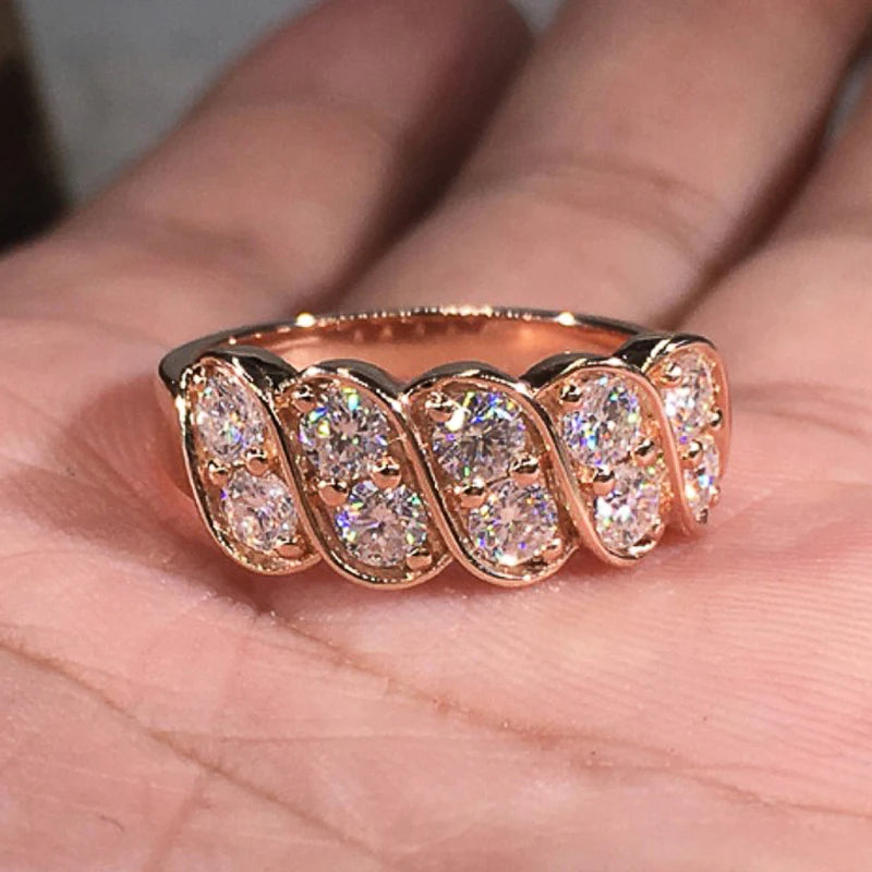 Luxury Women Wedding Rings Rose Gold Color Modern Fashion Female Accessories Party Statement Lady Jewelry Drop Shipping