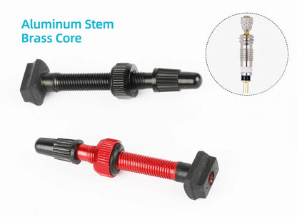 Deemount Presta Nipples Bicycle Tubeless Rim F/V Valves Anodized Aluminum Stem Brass Core Integrated Rectangle Base