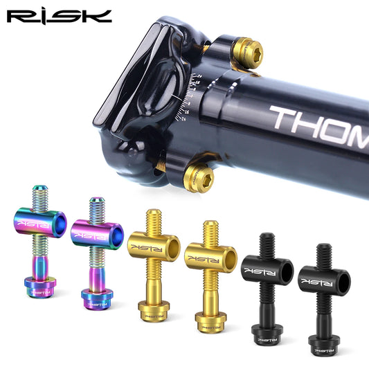 Risk 2pcs M5*30/40mm Titanium alloy Bicycle Seat Post Fixing Bolts MTB Road bike Seatpost Saddle Fixed Screws