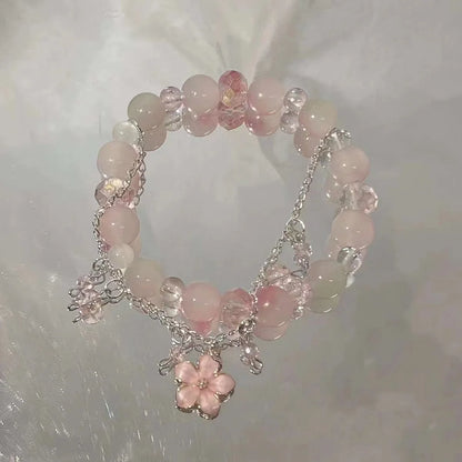 New Simple Beads Crystal Bracelet For Women Girls Korean ins Flower Fox Feather Tassel Bracelets Best Friend Jewelry Gifts 2024