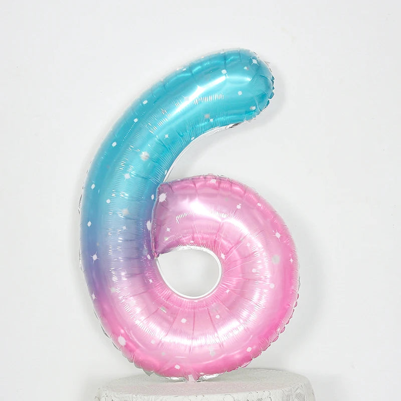 Digital Number Balloon, Aluminum Foil, Gradient Rainbow, Birthday Party, Wedding, Christmas Decoration, 40"
