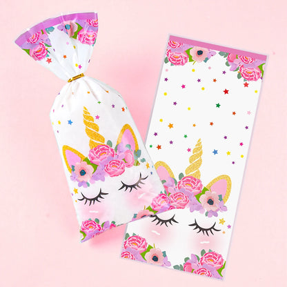 25/50/100pcs Unicorn Theme Candy Packing Bags Unicorn Birthday Party Decoration Kids Baby Shower Wedding Gift Bag Party Supplies