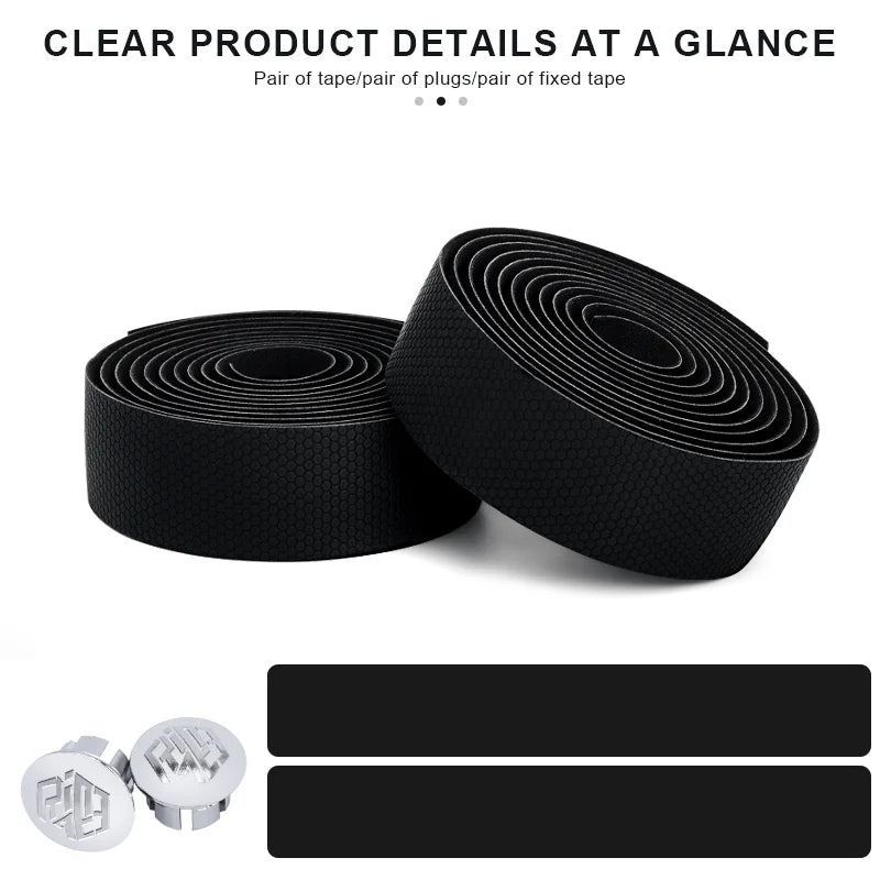 Bicycle Handlebar Tape With Bar End Plugs Non-Slip Shock Absorbing Ultralight Wear-Resistant Bike Handlebar Tape Cycling Strap