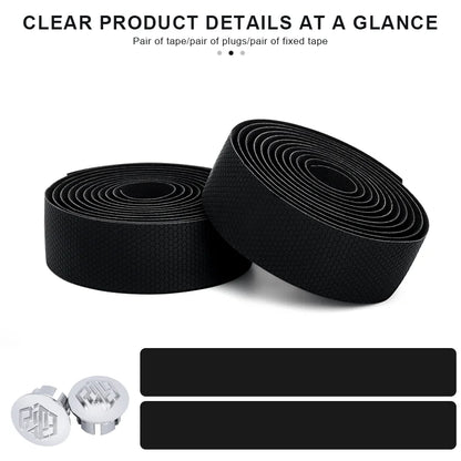 Bicycle Handlebar Tape With Bar End Plugs Non-Slip Shock Absorbing Ultralight Wear-Resistant Bike Handlebar Tape Cycling Strap