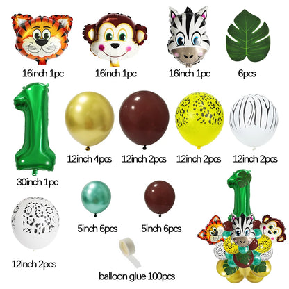 Jungle Birthday Disposable Tableware Wild One Paper Plates Cups Napkins Tablecloth Safari Jungle Animals Theme Party Decorations