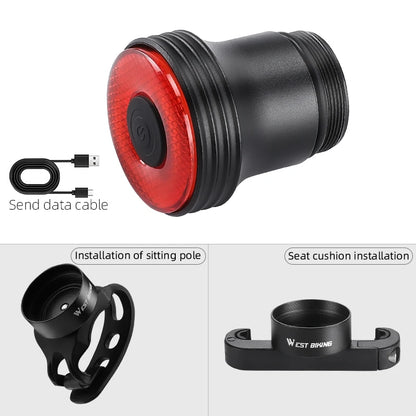 WEST BIKING Bike Rear Light Smart Brake Sensing Light Bicycle Tail Light Type-C Charging Taillight Road Cycling Accessories