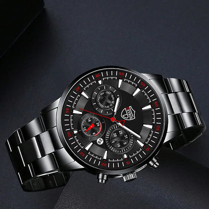 Fashion Men's Watches Business Stainless Steel Quartz Wrist Watch Male Casual Date Luminous Leather Bracelet Clock